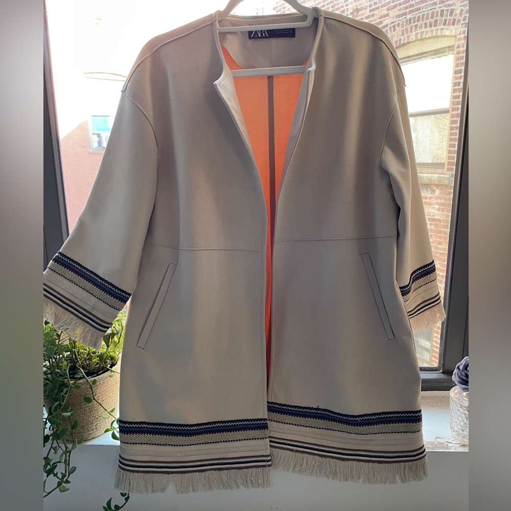 ZARA Combination Fringe Faux Suede Jacket | Size Small